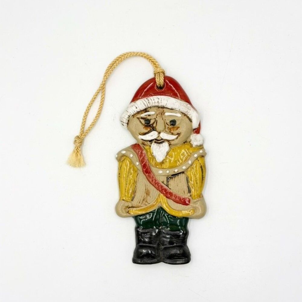 Louisville Stoneware Santa Ornament Ceramic Christmas Folk Art 5.5" Kentucky